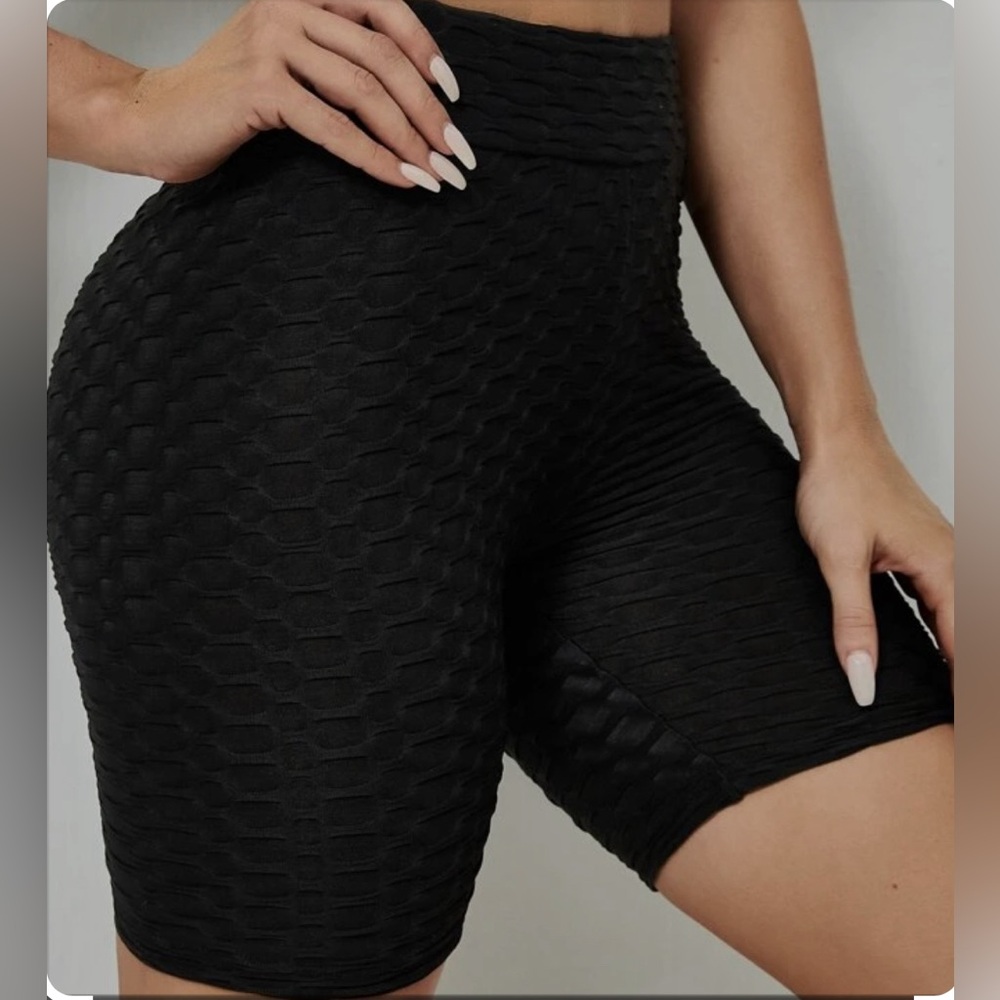 Black Honeycomb Biker Shorts